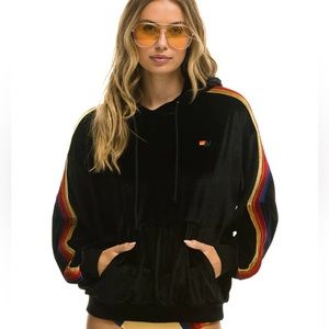 Aviator Nation 5 Stripe Rainbow Relaxed Pullover Hoodie sz XS